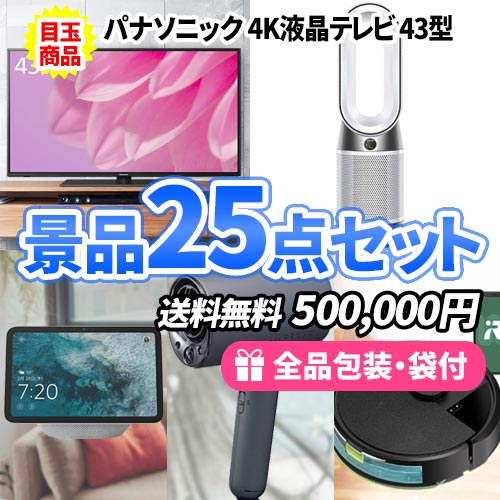 4Kテレビやダイソン掃除機を目玉にバルミューダなど豪華家電が入った豪華景品25点セット